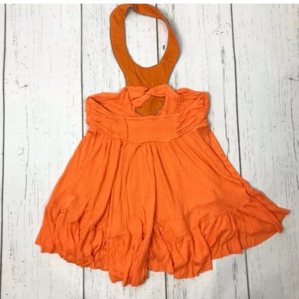 Free People Tangerine Beaded Halter Top Sz Small - Picture 4 of 5